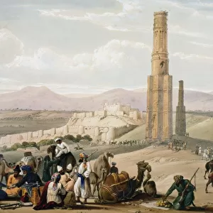 First Anglo-Afghan War 1838-1842: Ghanzi: fortress, citadel and remains of 2 minarets