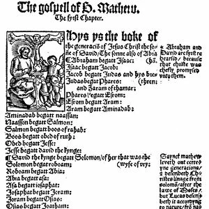 First page of St Matthews Gospel from William Tyndales (c1494-1536) English
