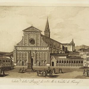 Florence, Santa Maria Novella Square, by Giuseppe Pera from drawing by Antonio Terreni, 1801, aquatint