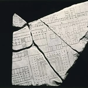 Forma Urbis Severiana, detail featuring Portuense Street and south bank of Tiber, marble sculpture, 3rd Century