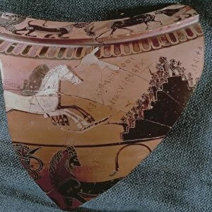 Fragment of a black-figure vase with scenes of sports supporters