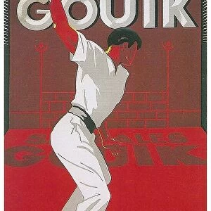 France: Advertisement for Sandales Gouik'featuring a Pelote Basque player, c. 1925