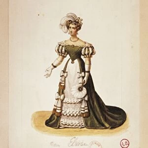 France, Paris, costume sketch for Elvira for performance Don Giovanni or the Rake Punish d, at Opera Le Peletier