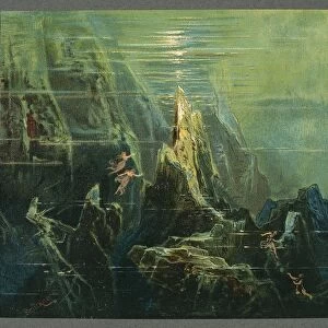 France, Paris, Set design for act I of The Ring of the Nibelung - The Rhinegold by Richard Wagner