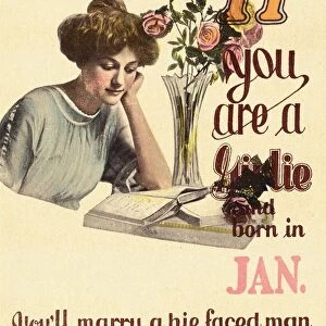 If You Are a Girlie and Born in Jan. Postcard. ca. 1900, If You Are a Girlie and Born in Jan. Postcard