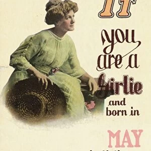 If You Are a Girlie and Born in May Postcard. ca. 1900, If You Are a Girlie and Born in May Postcard