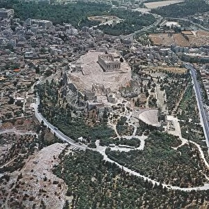 Greece, Attica, Athens, Aerial view of Athens Acropolis