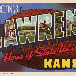 Greeting Card from Lawrence, Kansas. ca. 1942, Lawrence, Kansas, USA, Greeting Card from Lawrence, Kansas