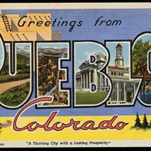 Greeting Card from Pueblo, Colorado. ca. 1939, Pueblo, Colorado, USA, A Thriving City with a Lasting Prosperity
