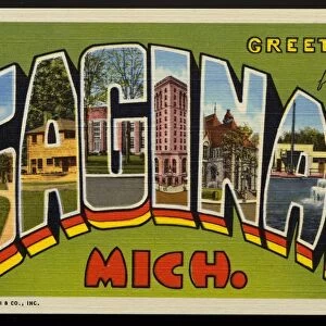 Greeting Card from Saginaw, Michigan. ca. 1945, Saginaw, Michigan, USA, Greeting Card from Saginaw, Michigan