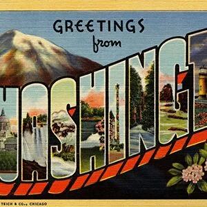Greeting Card from Washington State. ca. 1938, Washington, USA, Greeting Card from Washington State