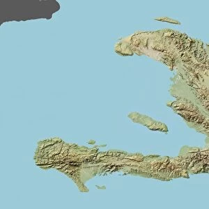 Haiti, Relief Map With Border and Mask