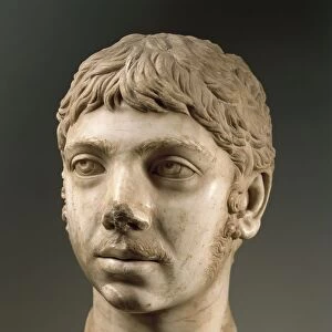 Head of Emperor Marcus Aurelius Antoninus (Sextus Varius Avitus Bassianus better known as Elagabalus or Heliogabalus, circa 203 - 222 A. D. ), Severan dynasty, circa 221 A. D. imperial age, marble