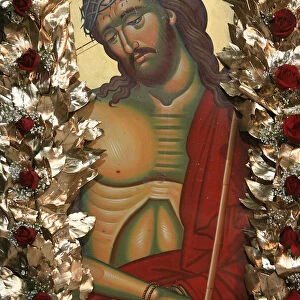 Icon of Christ displayed during Easter week in a Greek orthodox church