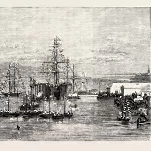 Inauguration of the Clarence Hydraulic Dock at Malta, 1873 Engraving