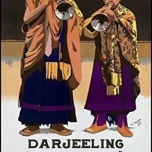 India: See India'Darjeeling - At a Lama Dance, vintage travel poster, Government of India. Victor Veevers (1903 - 1970), Bombay, 1934