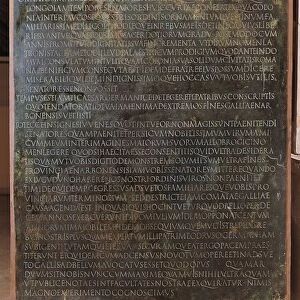 Inscription of speech of Claudius advocating admission of Gauls to senate, 48 A. D. from ancient Lugdunum (Lyon), France