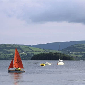 Ireland, Lough Derg, boat sailing on lake