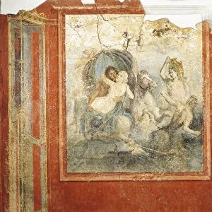 Italy, Castellammare di Stabia, Neptune and Amymone riding a sea horse, Fresco