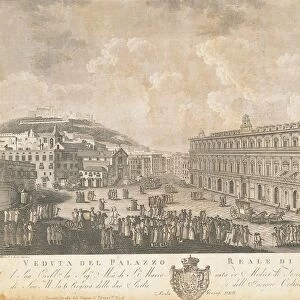 Italy, Naples, view from Palazzo Reale (Royal Palace) by Domenico Pronti, engraving, 1794