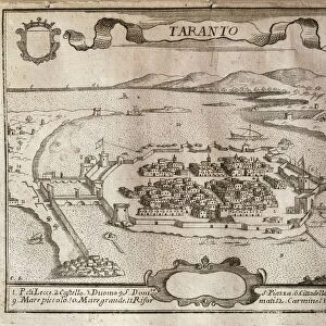 Italy, Taranto, map, engraving, 18th century