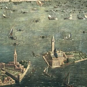 Italy, Venice, detail with Church of Redeemer and St. George by artist from Venetian School, 17th century