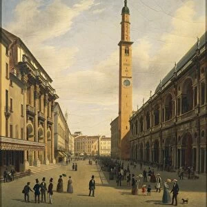Italy, Vicenza, Piazza dei Signori with Basilica Palladiana and Torre Bissara (Clocktower) by Federico Castegnaro, 19th century