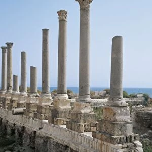 Lebanon, Tyre, ancient ruins of gym colonnade in old city