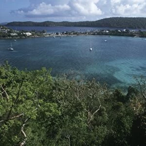 Leeward Islands, Virgin Islands, Saint Thomas Island, Virgin Islands National Park, Water Bay and Thach Cay Island in background