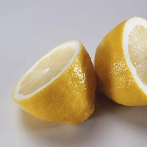 Lemon cut into two halves, close up