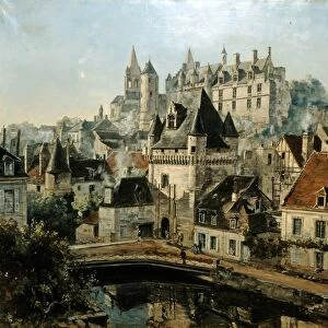 Loches - Gate of the Cordelieres and the Chateau, River Indre (foreground) 1891. Oil on canvas