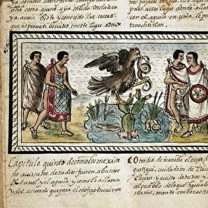 Manuscript by Diego Duran (1537-1588), History of Indies of New Spain, Foundation of Tenochtitlan, Miniature, folio 14, verso