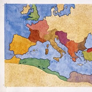Map of Roman empire under Emperor Diocletian rule (AD 284-305), drawing