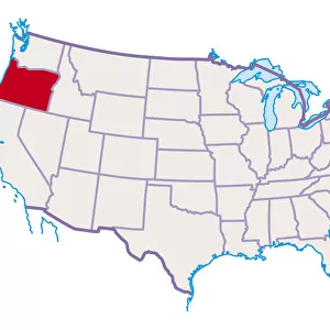 Map of USA, Washington D. C. highlighted in red