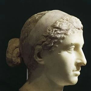 Marble head of Cleopatra VII, Roman civilization, 50-30 b. c
