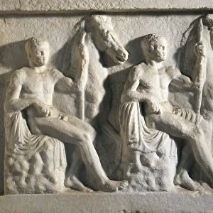 Marble relief with Dioscuri, Castor and Pollux, from Rome
