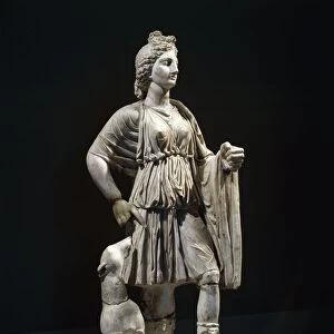 Marble statue of Artemis with dog, from Cyrene, Libya