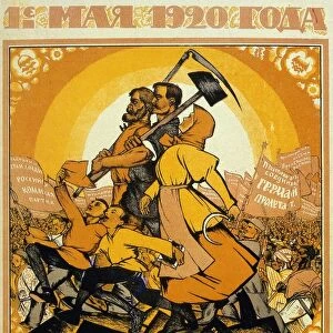 May Day 1920. On the ruins of capitalism the fraternity of peasants and workers marches