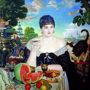 The Merchants Wife, 1918. Oil on canvas. Boris Kustodiev (1878-1927) Russian painter