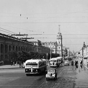 Nevsky prospect, leningrad, ussr, 1952
