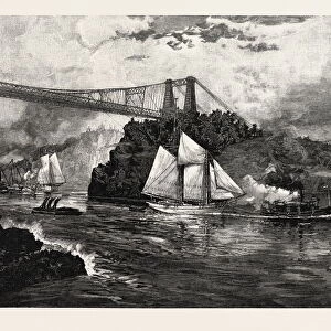 New Brunswick, Suspension Bridge, St. John, at Low Tide, Canada, Nineteenth Century