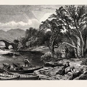 THE OLD WEIR BRIDGE, KILLARNEY, IRELAND, 19th century engraving