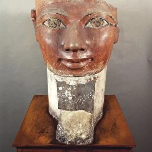 Painted limestone head of Queen of Hatshepsut