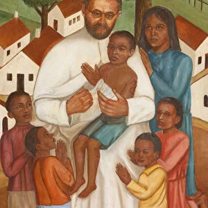Painting depicting a christian missionary in Haiti