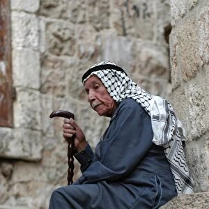 Palestinian old man resting in East Jerusalem