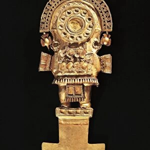 Peru, Pre-Inca civilization, Chimu culture, Embossed gold ceremonial knife, From Lambayeque treasure