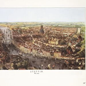 Poland, Szczecin, Stettin city on The Oder River, 1860