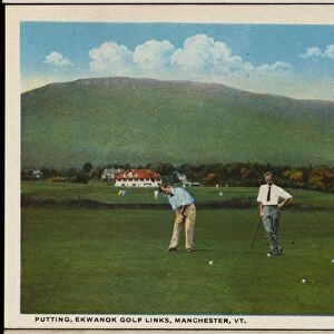 Postcard of Golfers at Ekwanok Golf Links. ca. 1919, PUTTING, EKWANOK GOLF LINKS, MANCHESTER, VT