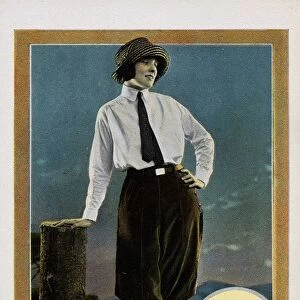 Postcard of Woman Wearing Paul Jones Knickers. ca. 1922, A woman wears a pair of Paul Jones knickerbockers, for outdoor wear