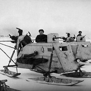 Red army airsleighs just prior to setting off on a mission west of novgorod, february 1944